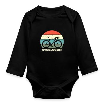 Cycologue Drôle de vélo de montagne Vélo de vélo - Body Bébé bio manches longues - noir - Devant
