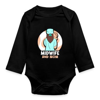 Hebamme Und Mutter Hebammen Beruf Geburtshilfe - Baby Bio-Langarm-Body - Schwarz - Vorne