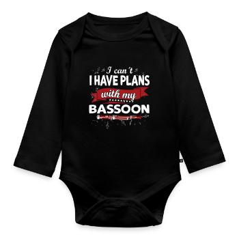 Holzblasinstrument Musik Bassoonist - Baby Bio-Langarm-Body - Schwarz - Vorne