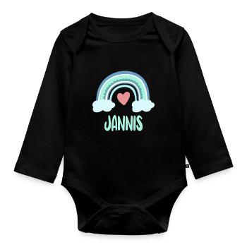 Janni's Name Rainbow Baby - Organic Longsleeve Baby Bodysuit - black - Front