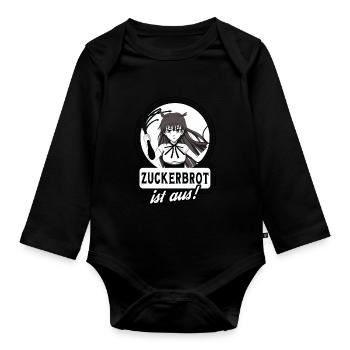 Anime-Manga Mädchen mit Pferde-Peitsche, - Baby Bio-Langarm-Body - Schwarz - Vorne