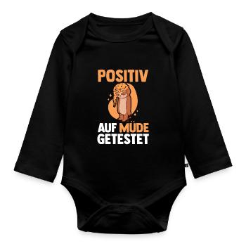 Tested positive for tired sloth - Organic Longsleeve Baby Bodysuit - black - Front