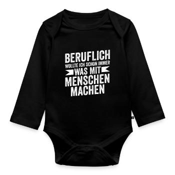 Professionnellement, j’ai toujours voulu travailler avec les gens - Body Bébé bio manches longues - noir - Devant