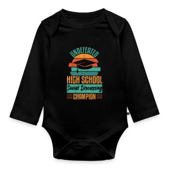 Undefeated Social Discussing Champion - Organic Longsleeve Baby Bodysuit - black - Front