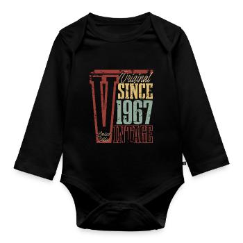 1967 Anniversaire Année de naissance Année de construction Vintage Rétro - Body Bébé bio manches longues - noir - Devant