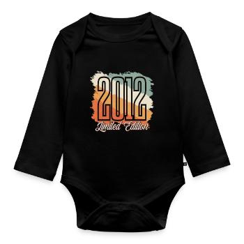 2012 Année de naissance Anniversaire Année de construction Vintage Rétro - Body Bébé bio manches longues - noir - Devant