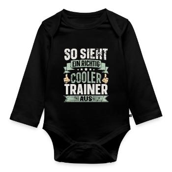 Trainer - Baby Bio-Langarm-Body - Schwarz - Vorne