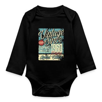 1960 Birthday vintage retro legend - Organic Longsleeve Baby Bodysuit - black - Front