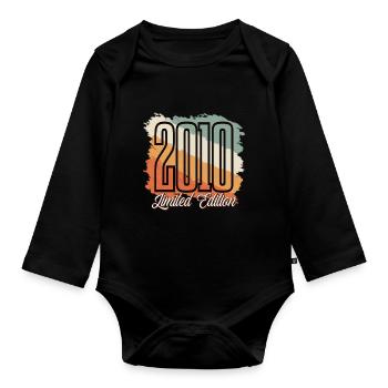 2010 Année de naissance Anniversaire Année de construction Vintage Rétro - Body Bébé bio manches longues - noir - Devant