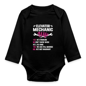 Technicienne d’ascenseur Femme - Body Bébé bio manches longues - noir - Devant