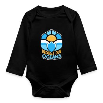 Protects our oceans Sea Ocean Protection Lake - Organic Longsleeve Baby Bodysuit - black - Front