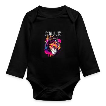 Style graffiti - Cooler Collie 4 - Body Bébé bio manches longues - noir - Devant