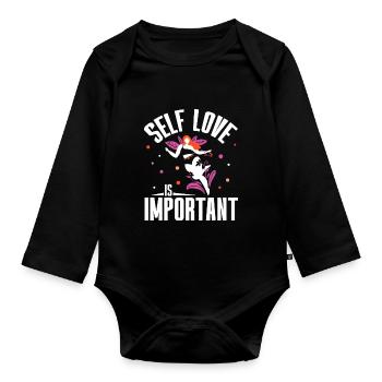Selbstliebe Ist Wichtig Positiv Eigenliebe Süß - Baby Bio-Langarm-Body - Schwarz - Vorne