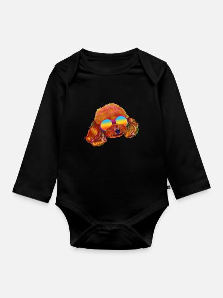 Pudel hund Vintage Pudel - Baby Bio-Langarm-Body - Schwarz
