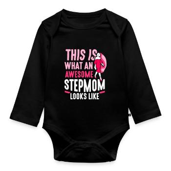 So Sieht Eine Großartige Stiefmutter Aus - Baby Bio-Langarm-Body - Schwarz - Vorne