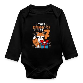 Fox Birthday 7th Birthday Party Girl Animal Lovers - Body Bébé bio manches longues - noir - Devant