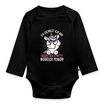 Du denkst ich bin klein lieb & nett Böser Fehler! - Baby Bio-Langarm-Body - Schwarz - Vorne