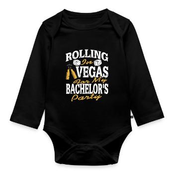 Rouler à Vegas pour mon enterrement de vie de garçon Retro - Body Bébé bio manches longues - noir - Devant