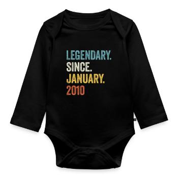 13 Years Legendary Since January 2010 13th - Organic Longsleeve Baby Bodysuit - black - Front
