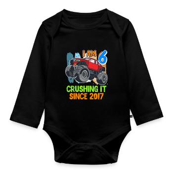 6th birthday boys 6 years child son - Organic Longsleeve Baby Bodysuit - black - Front