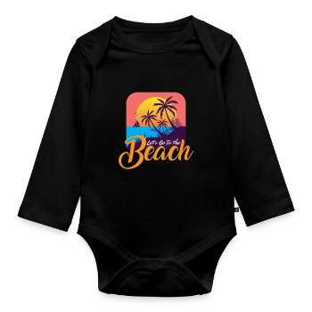 Go To The Beach Beach Holiday Surfer - Organic Longsleeve Baby Bodysuit - black - Front