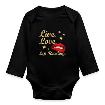 Hearing impaired Deaf childbearing language - Organic Longsleeve Baby Bodysuit - black - Front
