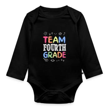 Team Fourth Grade Back to School Teaching Student - Baby Bio-Langarm-Body - Schwarz - Vorne
