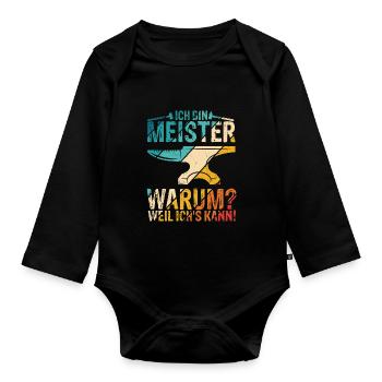 KFZ-Meister Zimmermeister Spruch Geschenk Bäckerme - Baby Bio-Langarm-Body - Schwarz - Vorne