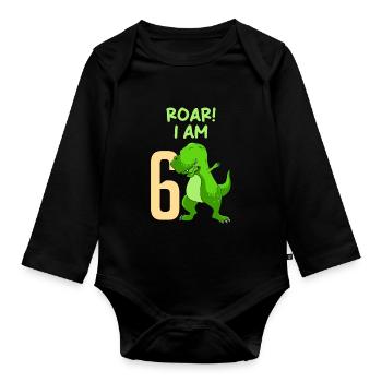 6ème anniversaire Dino Junge 6 ans - Body Bébé bio manches longues - noir - Devant