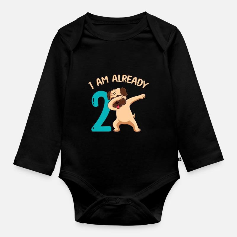 2ème anniversaire 2 ans - Body Bébé bio manches longues - noir