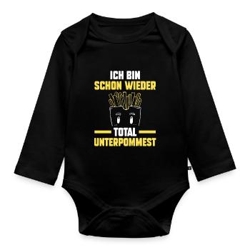 Ich Bin Schon Wieder Total Unterpommest - Baby Bio-Langarm-Body - Schwarz - Vorne