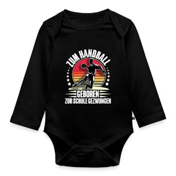 Handball Handballer - Baby Bio-Langarm-Body - Schwarz - Vorne