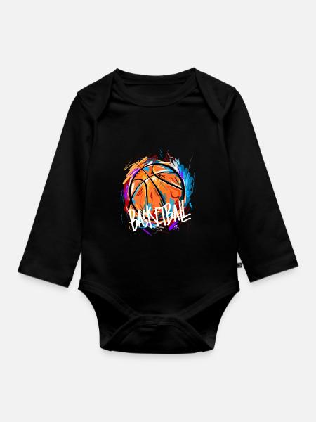 Basketball Basketballer - Baby Bio-Langarm-Body - Schwarz