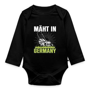 Mäht In Germany Garten Gartenarbeit Rasenmäher - Baby Bio-Langarm-Body - Schwarz - Vorne