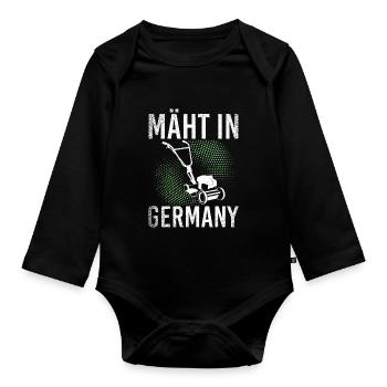Mäht In Germany Garten Gartenarbeit Rasenmäher - Baby Bio-Langarm-Body - Schwarz - Vorne