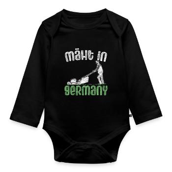 Mäht In Germany Garten Gartenarbeit Rasenmäher - Baby Bio-Langarm-Body - Schwarz - Vorne
