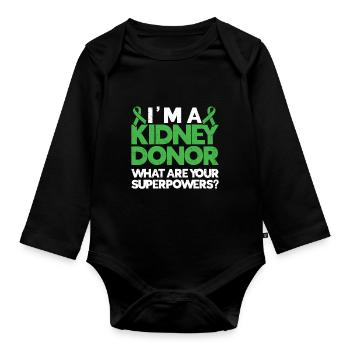 Kidney donor - Organic Longsleeve Baby Bodysuit - black - Front