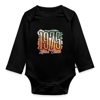 1975 Année de naissance Anniversaire Année de construction Vintage Rétro - Body Bébé bio manches longues - noir - Devant