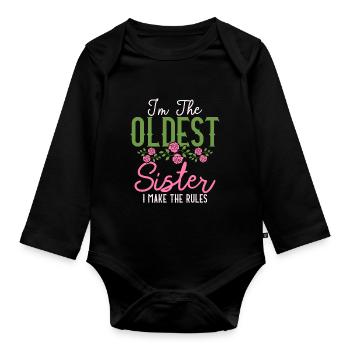 In The Oldest Sister I Make The Rules siblings - Organic Longsleeve Baby Bodysuit - black - Front