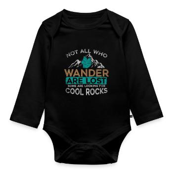 Not All Who Wander Are Lost Some Are Looking - Baby Bio-Langarm-Body - Schwarz - Vorne