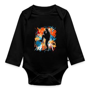 Baseball - Baby Bio-Langarm-Body - Schwarz - Vorne