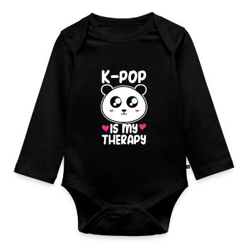 K-Pop Panda - Body Bébé bio manches longues - noir - Devant