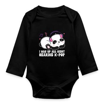 K-Pop Panda - Body Bébé bio manches longues - noir - Devant