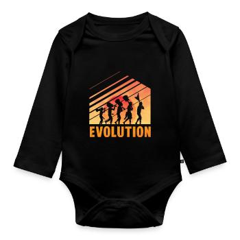 Human Evolution Guitar Band Retro Vintage - Body Bébé bio manches longues - noir - Devant