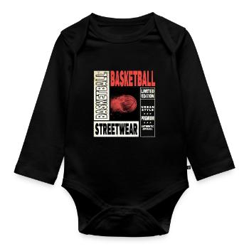 Basketball Fire Basketball Player Dunking Sport Retro - Organic Longsleeve Baby Bodysuit - black - Front