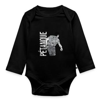 Petanque Boule Game Set Boccia - Organic Longsleeve Baby Bodysuit - black - Front