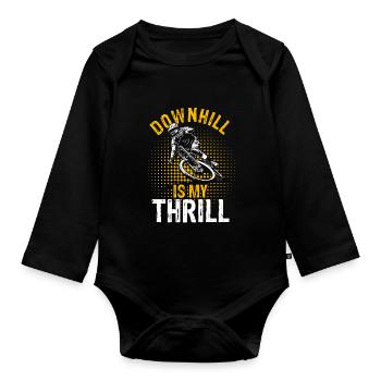 DOWNHILL IS MY THRILL - Outdoor Bikelovers Mountai - Baby Bio-Langarm-Body - Schwarz - Vorne