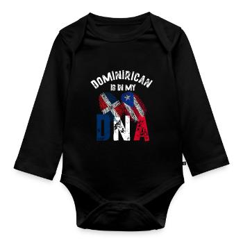 Drapeau dominicain Dessin pour un puerto dominicain - Body Bébé bio manches longues - noir - Devant