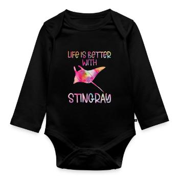 Stachelrochen - Baby Bio-Langarm-Body - Schwarz - Vorne
