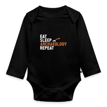 Archaeology - Organic Longsleeve Baby Bodysuit - black - Front
